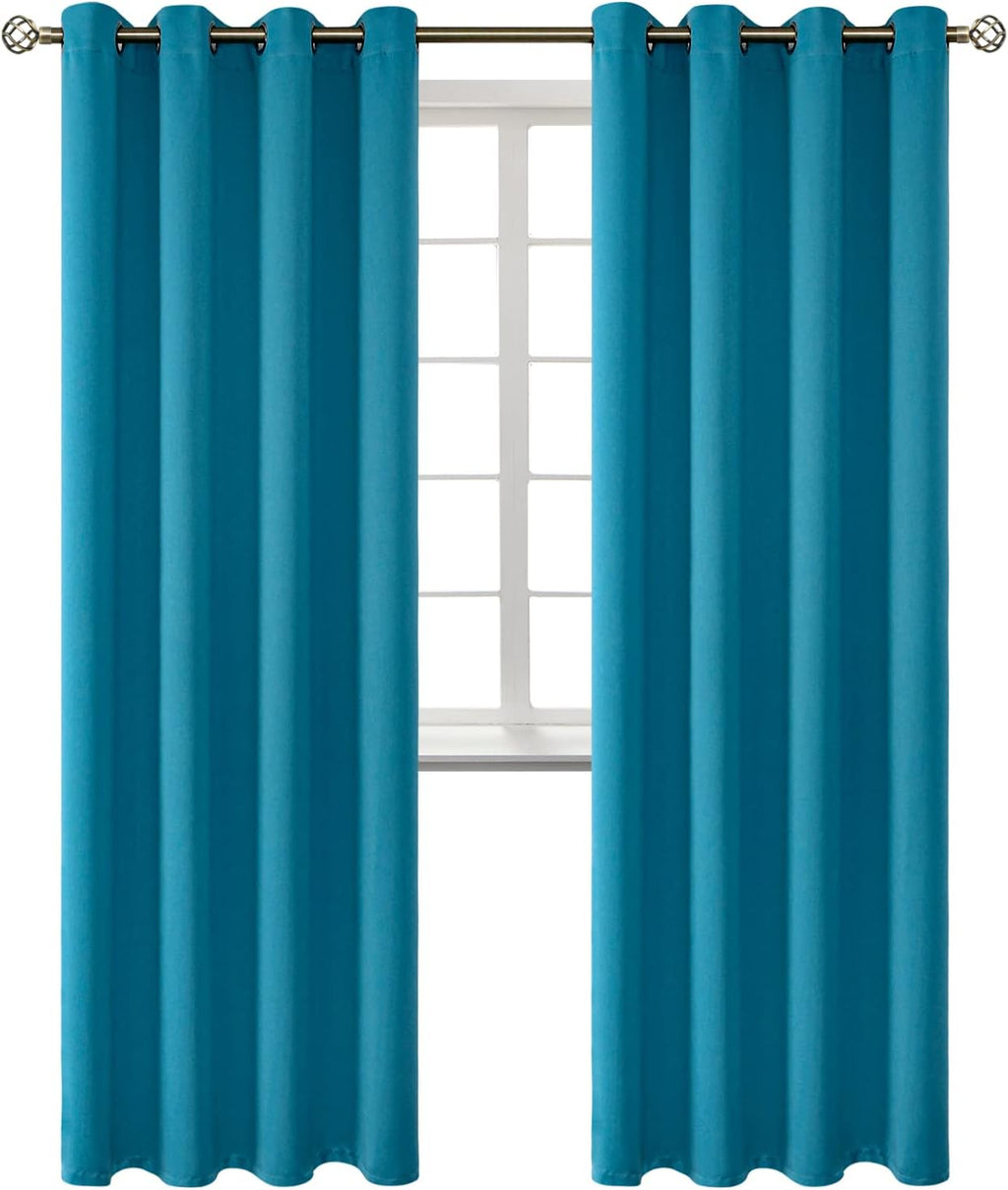 BGment Blackout Curtains - Grommet Thermal Insulated Room Darkening Bedroom and Living Room Curtains, Set of 2 Panels (52 x 84 Inch, Peacoc…