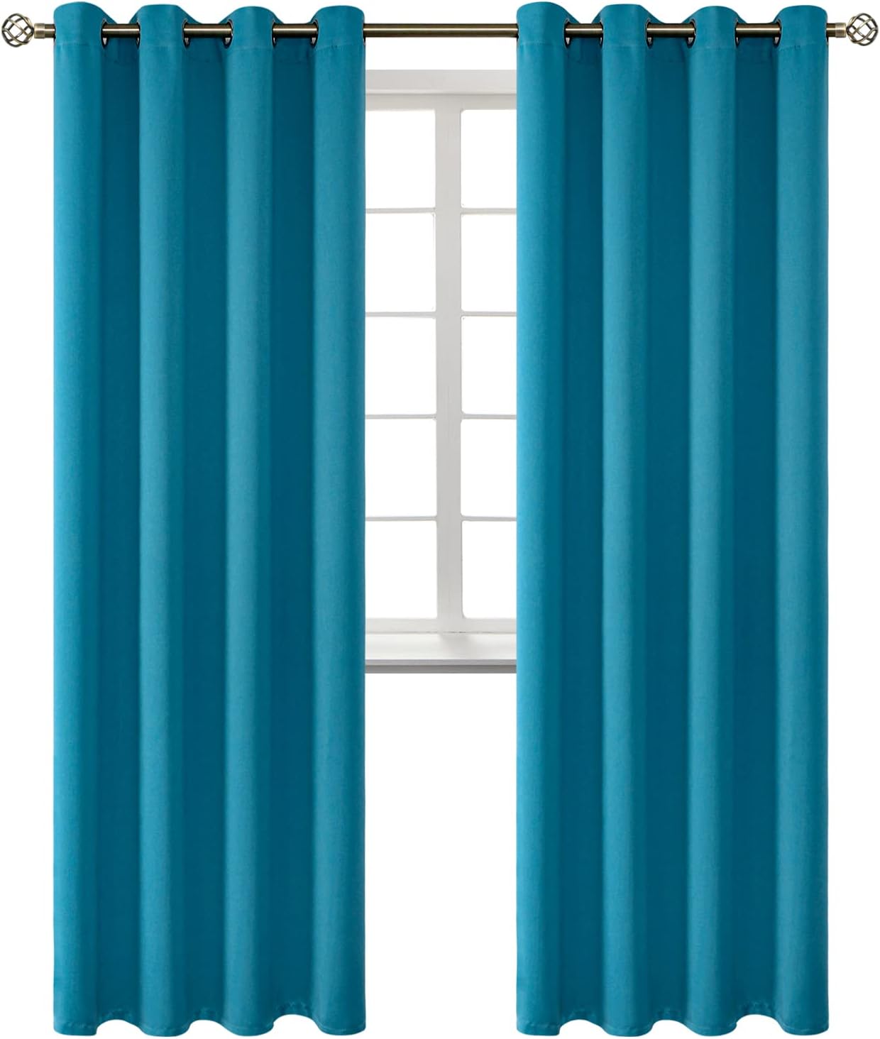 BGment Blackout Curtains - Grommet Thermal Insulated Room Darkening Bedroom and Living Room Curtains, Set of 2 Panels (52 x 84 Inch, Peacoc…