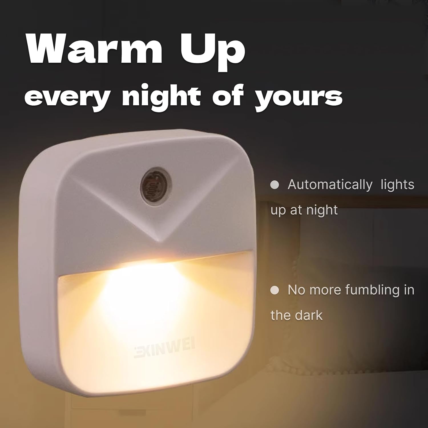 Night Lights Plug into Wall, Automatic LED Night Light with Dusk to Dawn Sensor, Modern V-Groove Design Square Night Lite for Hallway…