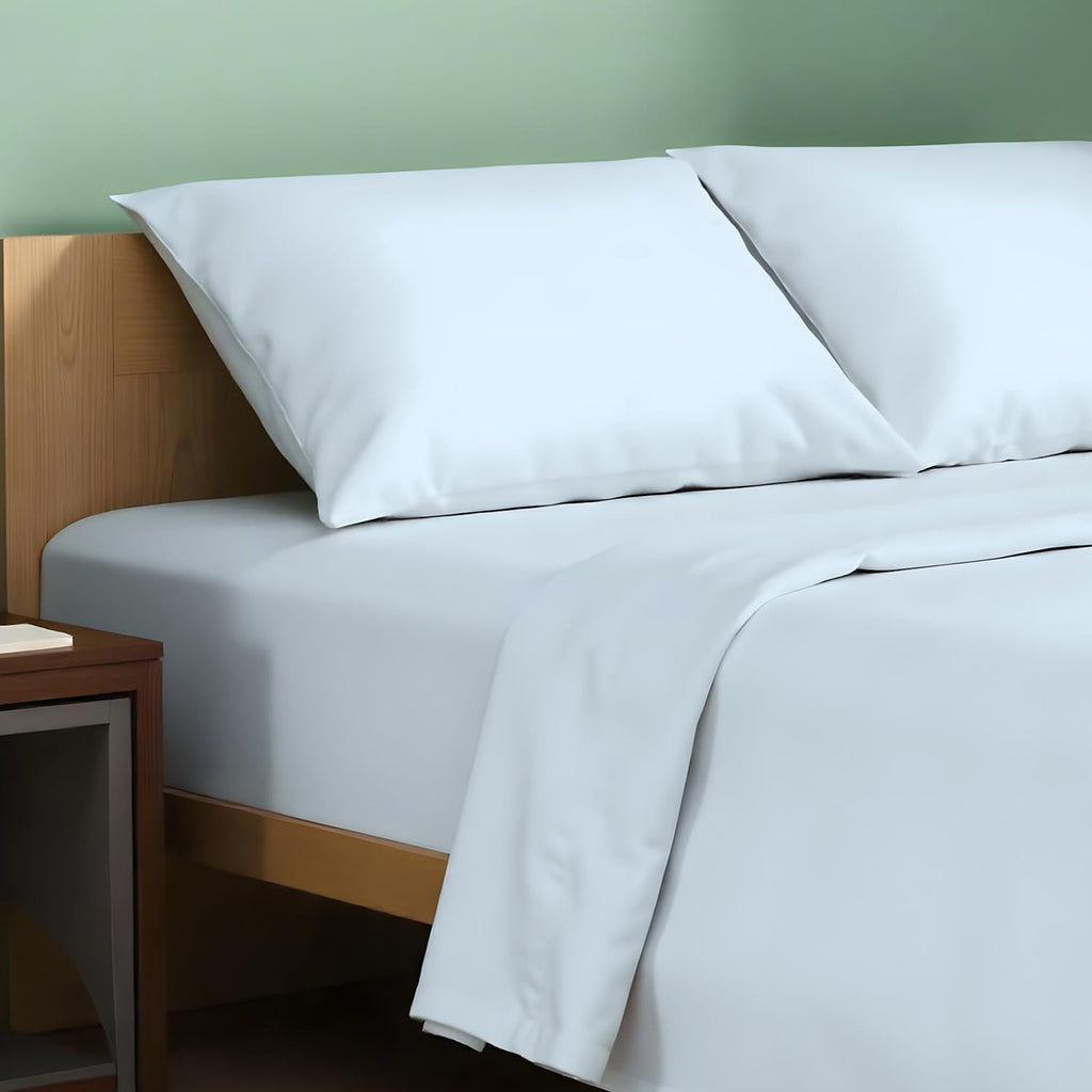 TEXAS LINEN CO. 100% Organic Cotton Sheets Twin XL Size - 3 PC Organic Cotton Twin XL Size Percale Weave Sheet Set, Soft, Cooling, Crisp…