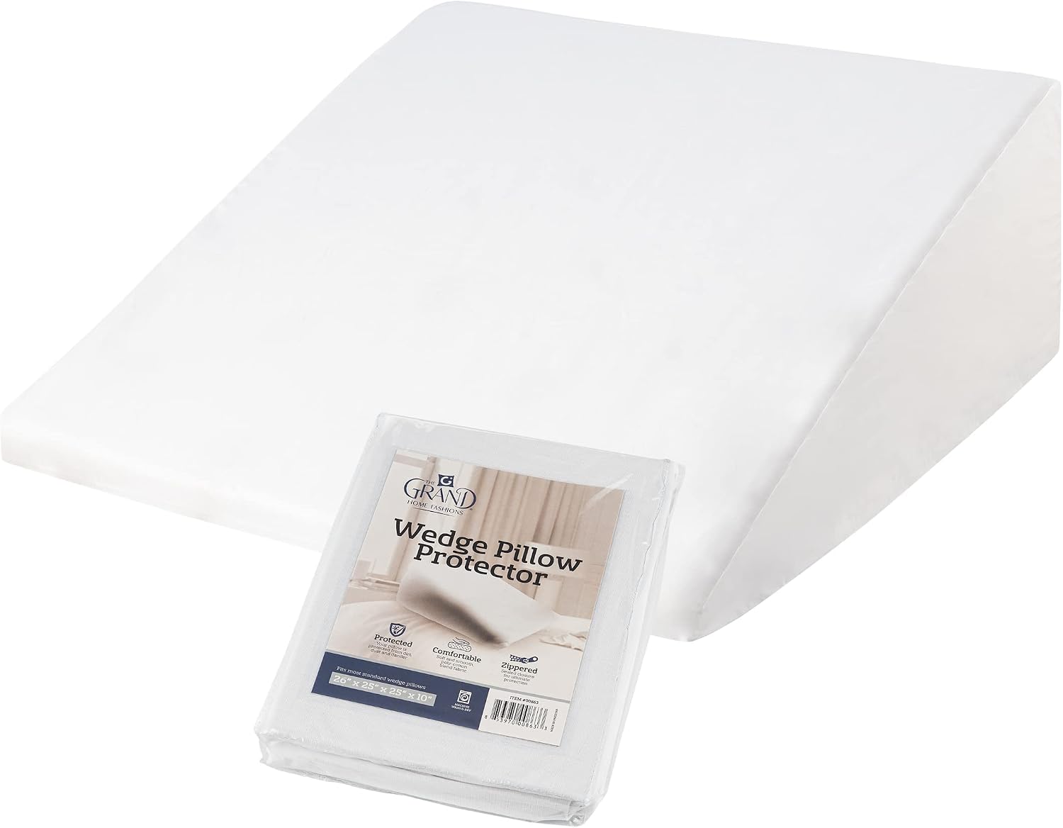 The Grand Poly-Cotton Zippered Pillow Protector - Wedge Pillow Cover - Protec ts from Dirt, Dust, and Dubris - Single Unit