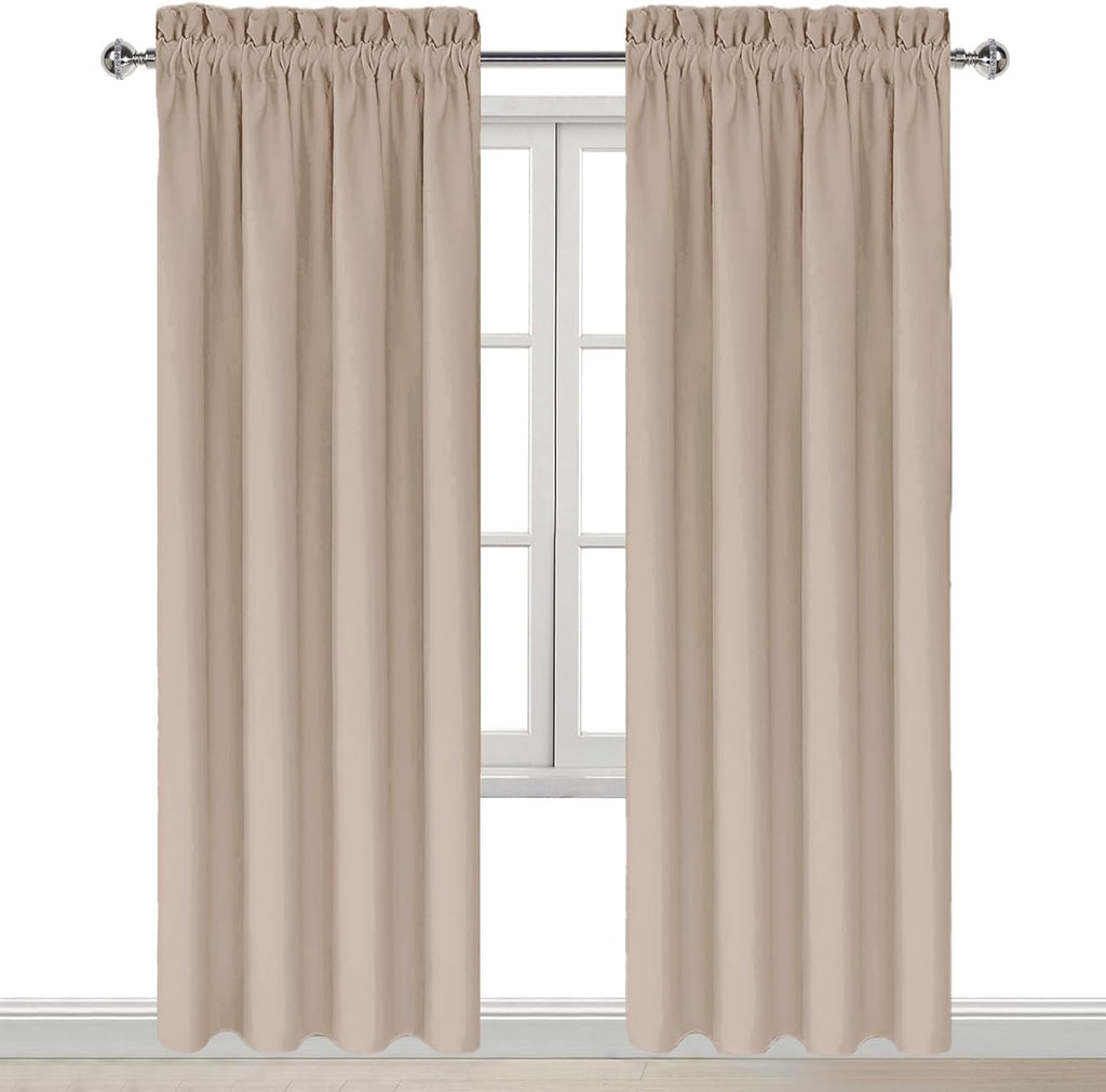 DWCN Blackout Curtains for Living Room Thermal Insulated, Energy Saving & Noise Reducing Bedroom Curtains, Camel, W 42x L 84 Inch, Set of…