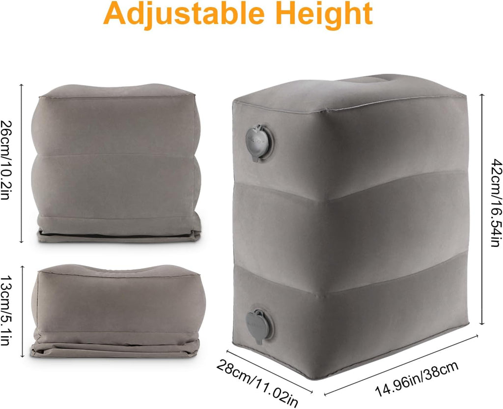Inflatable Travel Foot Rest Pillow, Kids Airplane Bed, Adjustable Height Leg Pillow for Air Travel, Make a Flat Bed for Toddlers, Great…