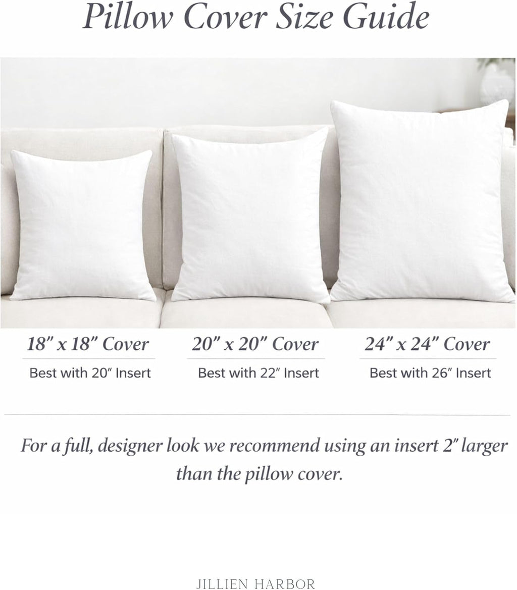 Jillien Harbor “The Patty” Floral Block Print Pillow Cover – Neutral Gray Decorative Throw Pillow Cover with White Background –…