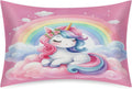 Satin Pillowcase for Hair and Skin Rainbow Pink Aniaml Unicorn Soft Silk Pillow Case with Envelope Closure Cooling Pillow Cases Slip…