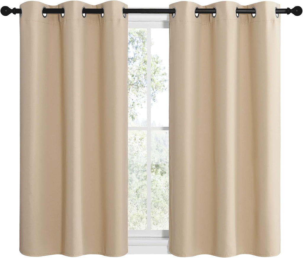 NICETOWN Room Darkening Curtain Panels for Cafe, Thermal Insulated Grommet Room Darkening Draperies/Drapes for Window (Biscotti Beige, 2…