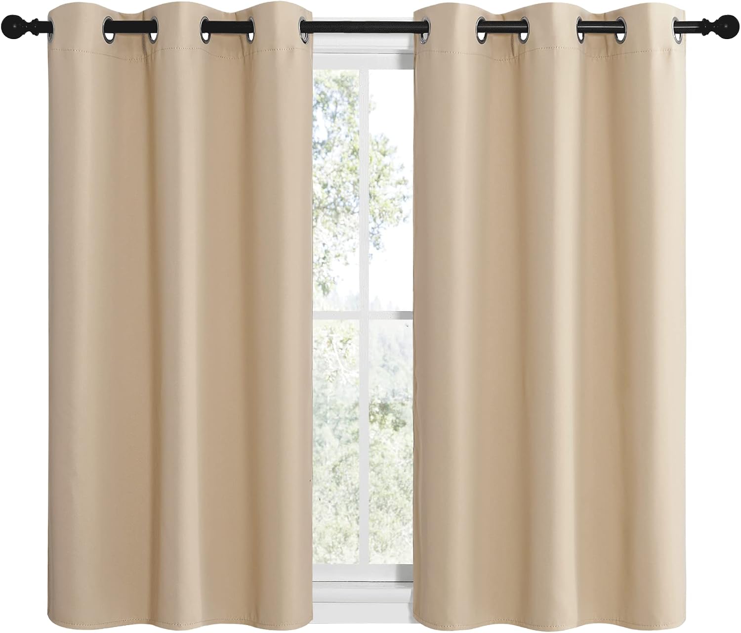 NICETOWN Room Darkening Curtain Panels for Cafe, Thermal Insulated Grommet Room Darkening Draperies/Drapes for Window (Biscotti Beige, 2…