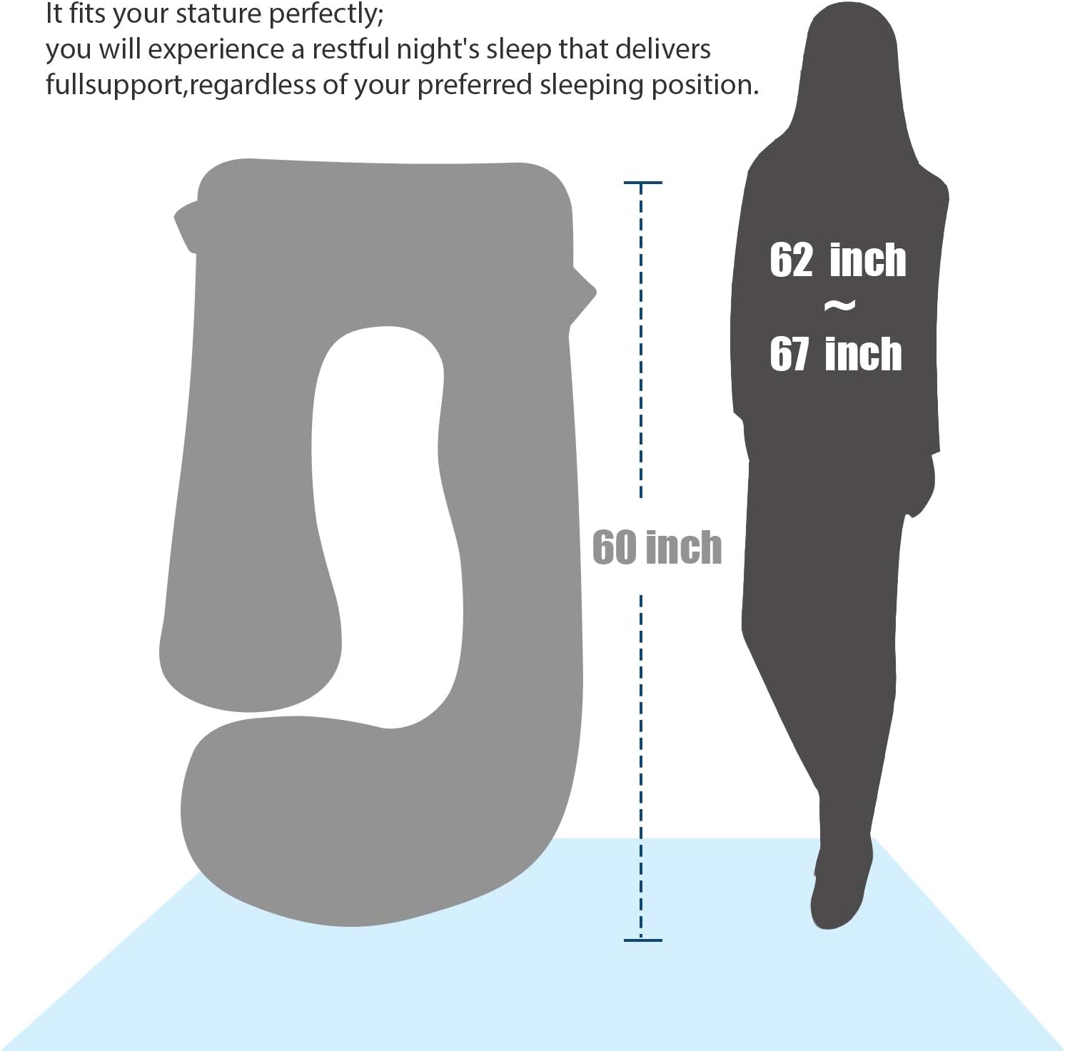 BATTOP Pregnancy Pillow for Sleeping, Full Body Maternity Pillow with Removable Washable Cover, Support for Back, Hips, Legs, Belly for…
