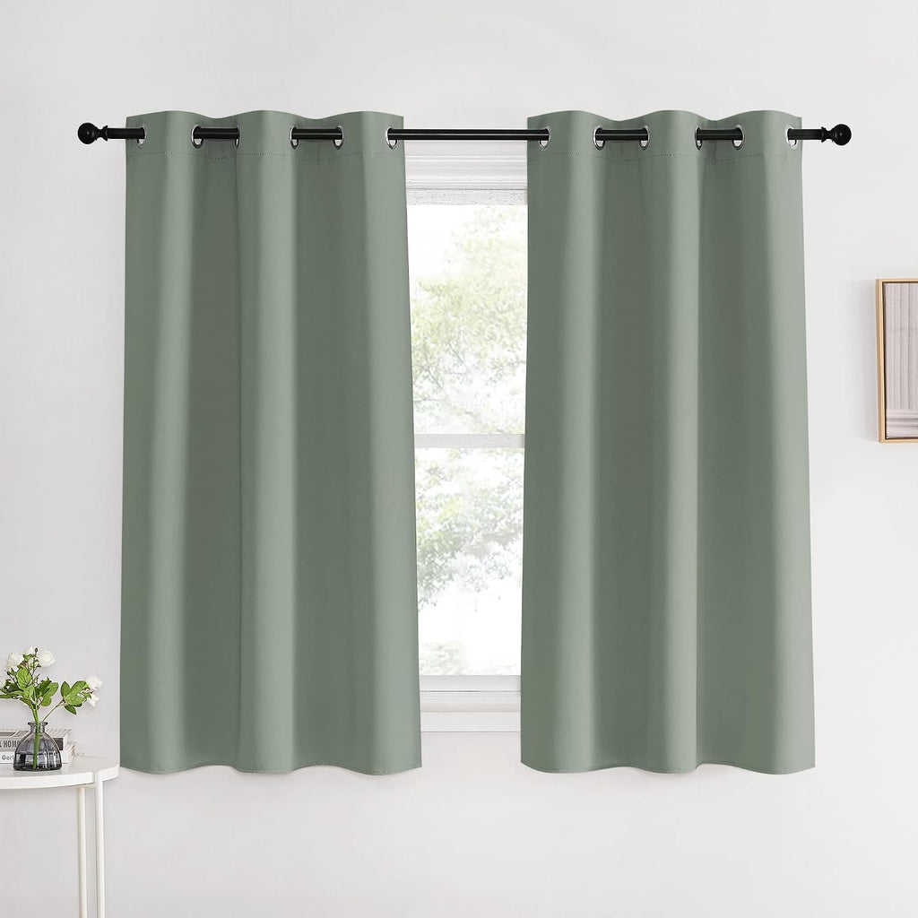 NICETOWN Bedroom Curtain Panels Blackout Draperies, 1 Pair, 42 by 60 inches, Greyish Green, Thermal Insulated Solid Grommet Blackout…