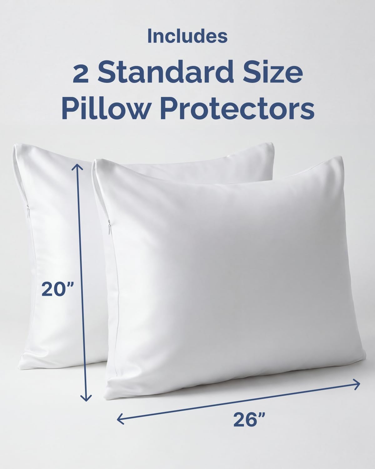 Set of 2 Pillow Protectors with Zipper - Standard Size - Bed Bug and Dust Mite Proof Pillow Covers - Noiseless, Moisture Wicking &…