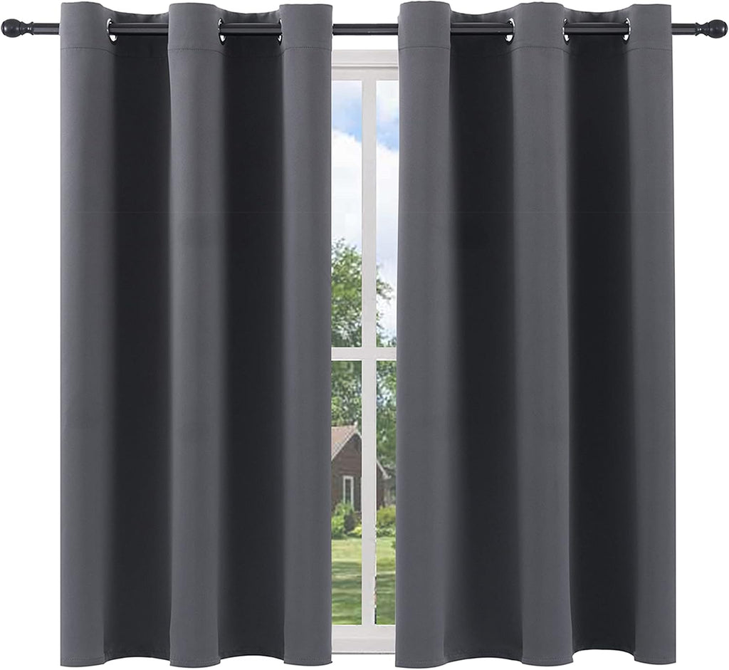 Pickluc Grey Blackout Curtain Panels with Grommet, Light Blocking Drapes for Bedroom, Thermal Insulated, Noise Reduction, Privacy Protectio…