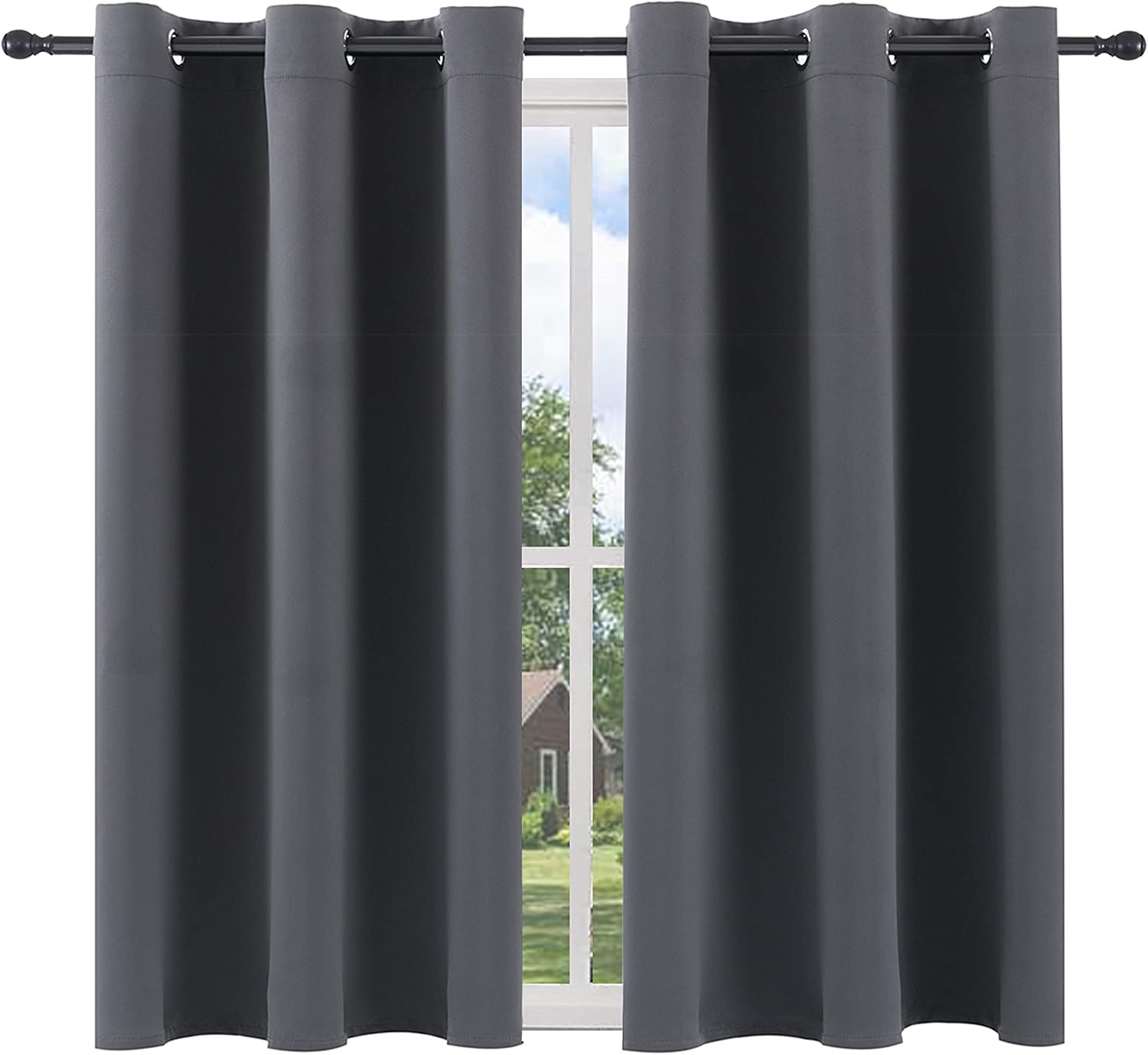 Pickluc Grey Blackout Curtain Panels with Grommet, Light Blocking Drapes for Bedroom, Thermal Insulated, Noise Reduction, Privacy Protectio…