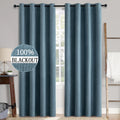 Miulee 2 Panels Blackout Curtains Polyester Texture Opaque Curtains for Bedroom 100% Blackout Thermal Insulated Dusty Blue Curtains 90 Inch…