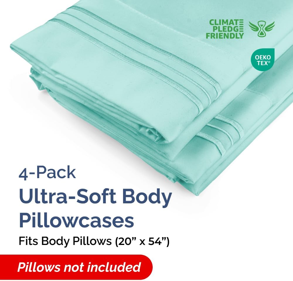 Body Pillowcases Set of 4-20x54 Long Body Pillow Case - Soft Body Pillow Cover for Sleeping & Side Sleepers - Comfy, Breathable & Fade…