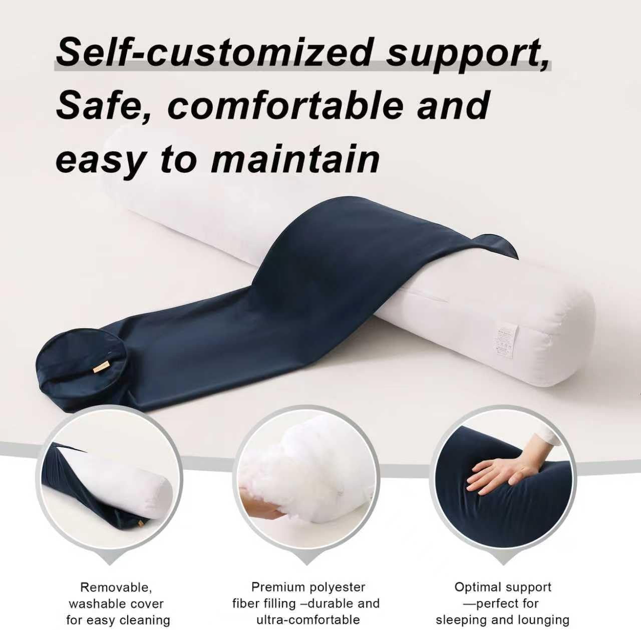 Body Pillow for Adults, Long Round Pillow, Big Cylindrical Pillow, Large Full Bolster Pillows for Side Sleepers (Teal Blue, 59"*7.87")
