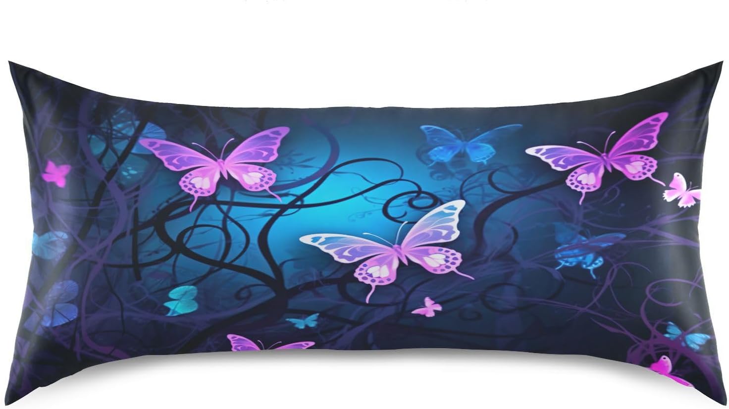 YETTASBIN Purple Blue Butterfly Satin Pillowcase, Soft Breathable Silk Pillow Case with Envelope Closure for Hair and Skin, Queen Size 30…
