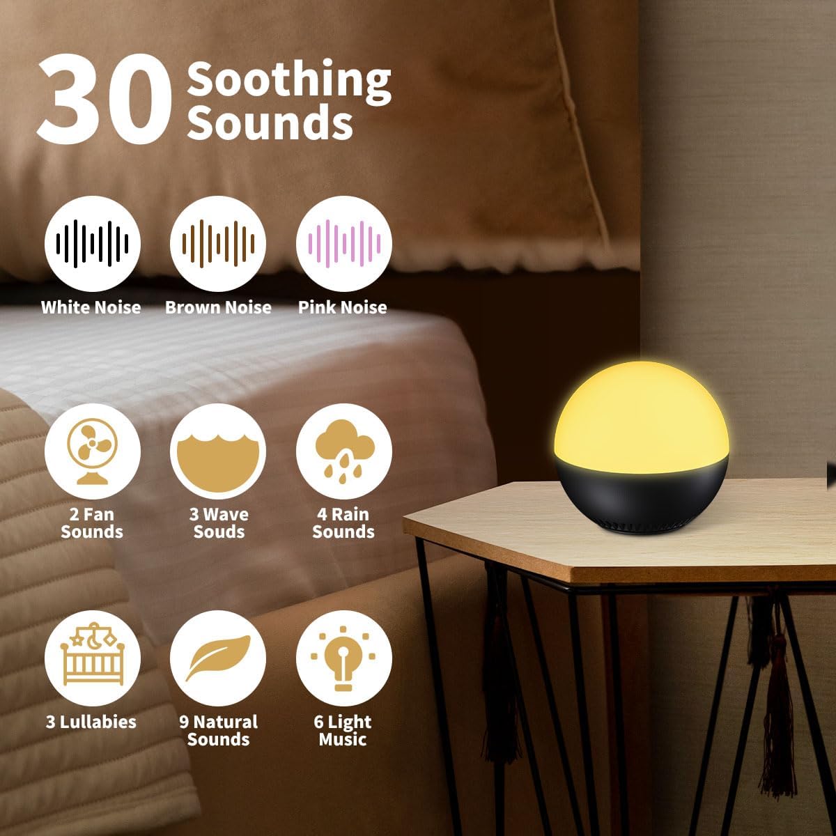 BodyHush Battery Sound Machine Mini White Noise Machine Baby Shushing Portable Brown Noise Machine 30 Soothing Sounds for Kids Adults Dogs…