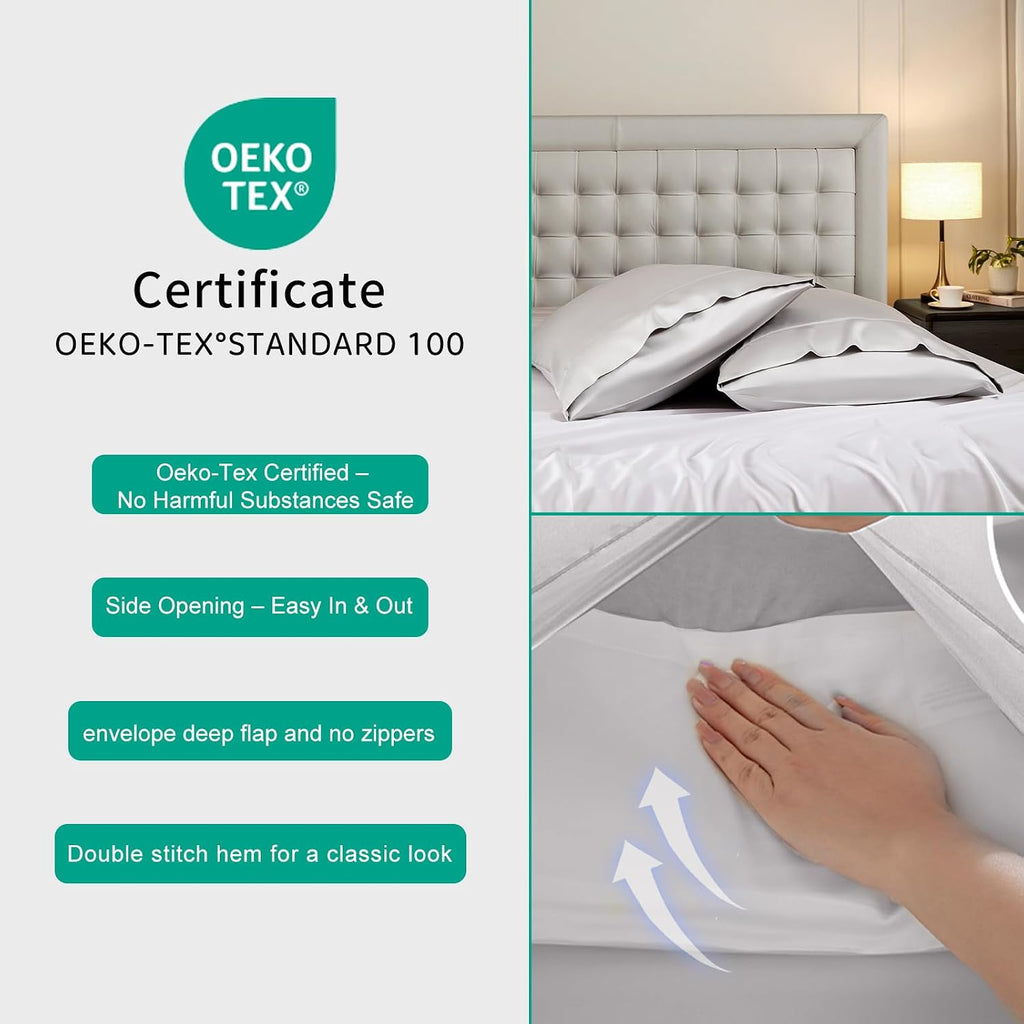 Stnomyhome Eucalyptus Tencel Cooling Pillowcase 2 Pack King Silver | Moisture Wicking for Night Sweats | 3X Faster Drying | Oeko-TEX Certif…