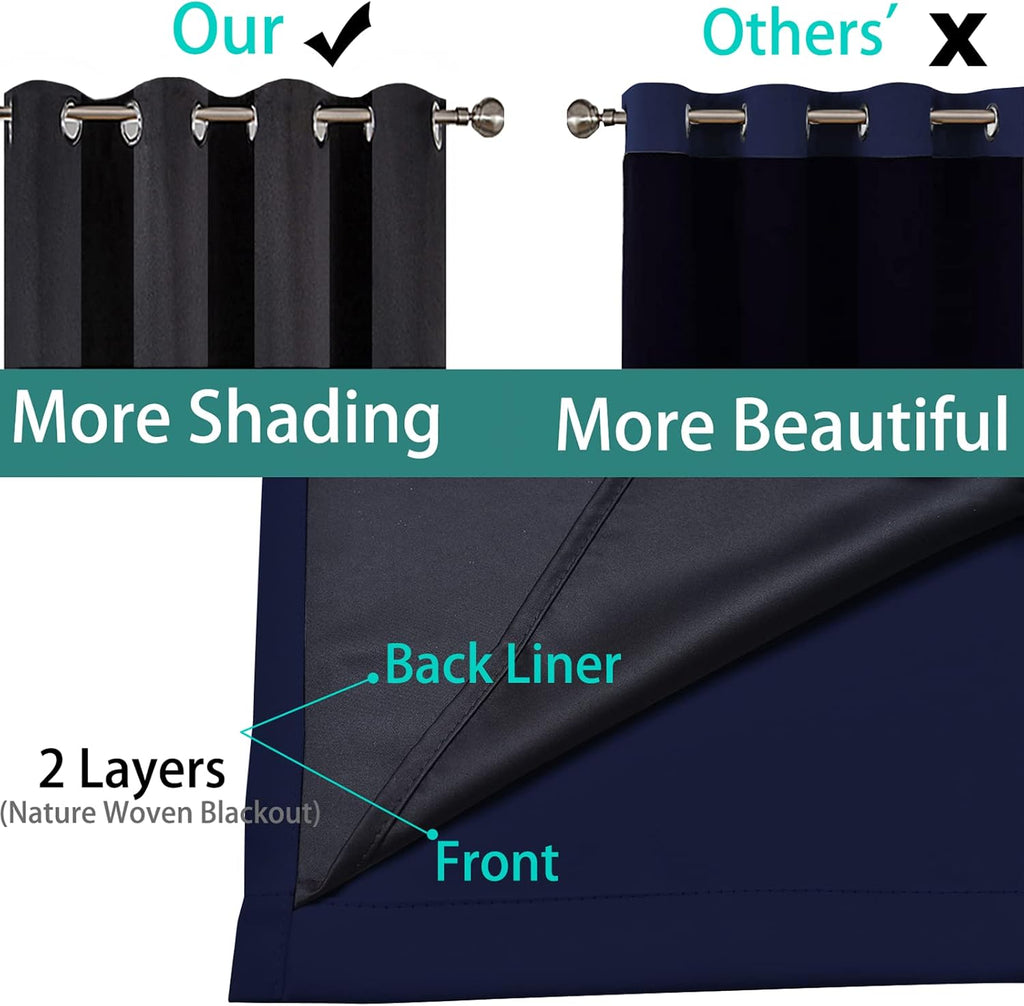 Yakamok 100% Blackout Extra Wide Thermal Insulated Curtains, Total Shade Patio Door Curtain, Full Light Shading Sliding Door Drape Room…