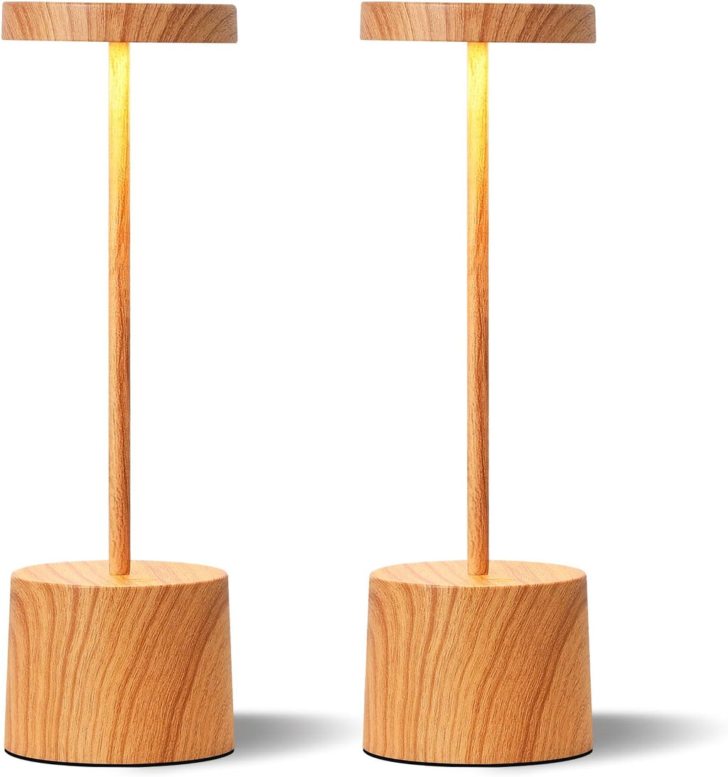 Kakanuo Wooden Rechargeable Cordless Lamp - Touch Control, 3 Color Temperature, LED Outdoor Wireless Lamp, Battery Operated Lamps…