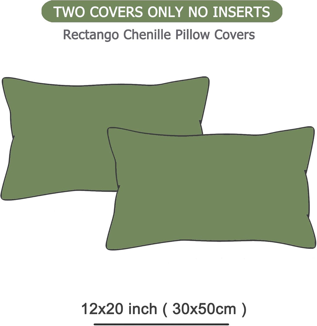 Gawamay Set of 2 Decorative Lumbar Soft Chenille Throw Pillow Covers 12x20 Inch (30x50 CM), Boho Farmhouse Cushion Cases, Couch Pillow Cove…