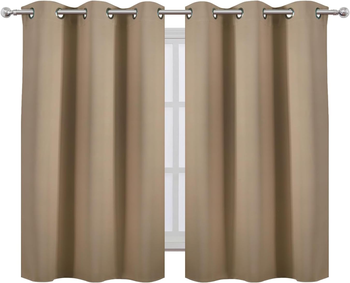 Lemomo Natural Blackout Curtains 42 x 54 Inch Length Set of 2 Panels Grommet Bedroom Curtains for Living Room 54 Inch silver