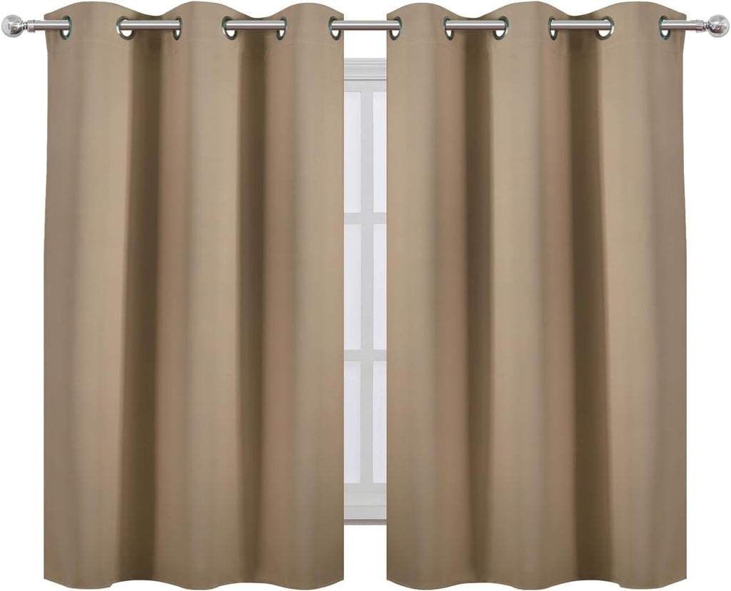 Lemomo Natural Blackout Curtains/38 x 54 Inch/Set of Two Panels Grommet Living Room Curtains 54 Inch silver