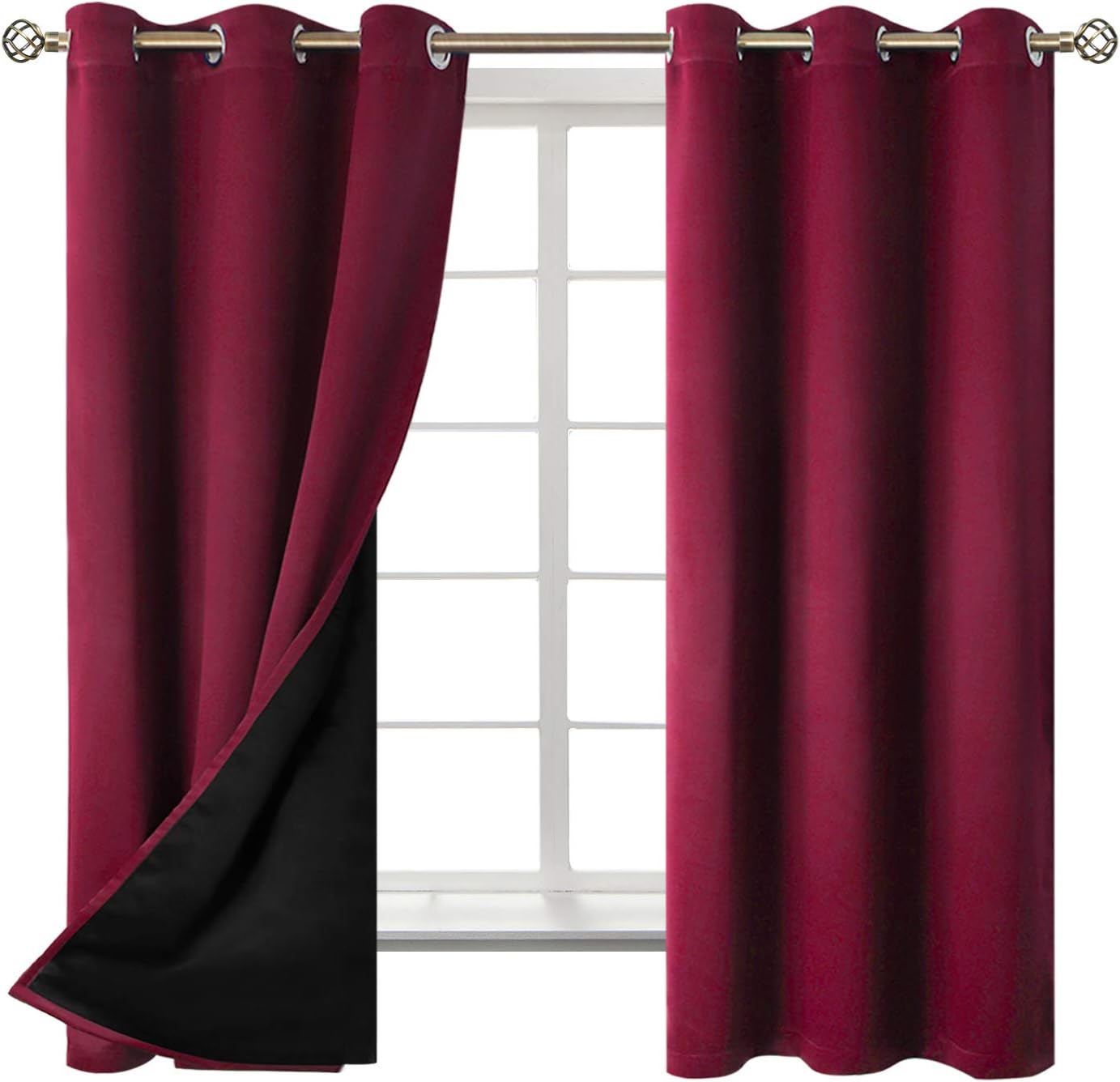 BGment Thermal Insulated 100% Blackout Curtains for Bedroom with Black Liner, Double Layer Full Room Darkening Noise Reducing Grommet Curta…
