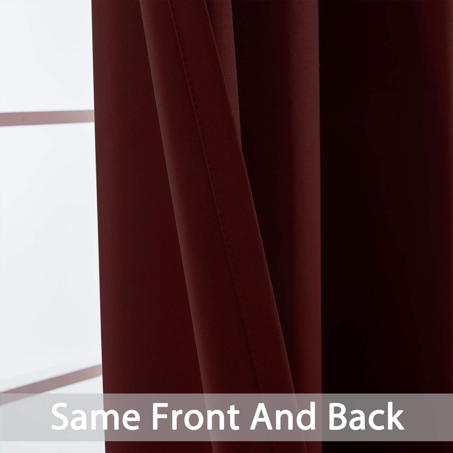 Yakamok Window Treatment Blackout Thermal Insulated Room Darkening Solid Grommet Curtains/Drapes for Bedroom Living Room (Burgundy…