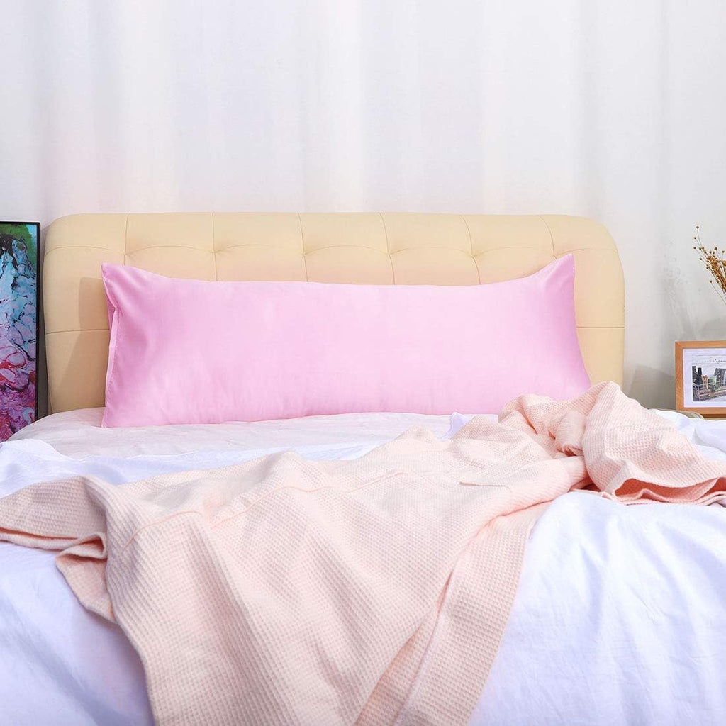 uxcell Body Pillow Cover 20x54 Inch Light Pink Silky Satin Body Pillowcases for Hair and Skin Luxury Cooling Soft Smooth Washable
