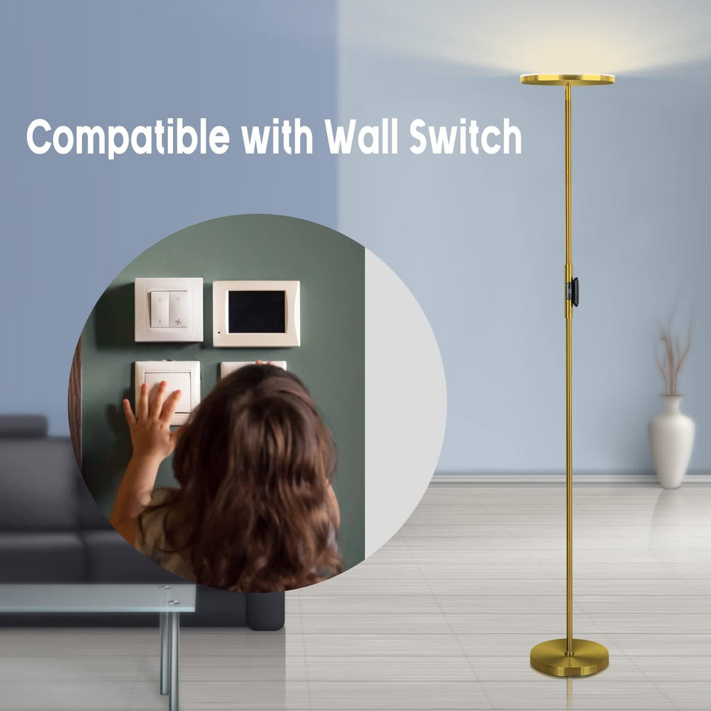JOOFO Floor Lamp,30W/2400LM Sky LED Modern Torchiere 3 Color Temperatures Super Bright Floor Lamps-Tall Standing Pole Light with Remote &…