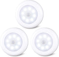 STAR-SPANGLED 3 Pack 3.1” Motion Sensor Lights Indoor AA Battery Operated, Stick on LED Puck Light for Closet, Stairs, Under Cabinet…