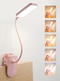 ReinHoo Pink Desk Lamp for Girls Bedroom,9 Brightness+5 Color Clip on Light,4000mAh Battery Rechargeable Desk Lamp Cute Lamp for Kid…