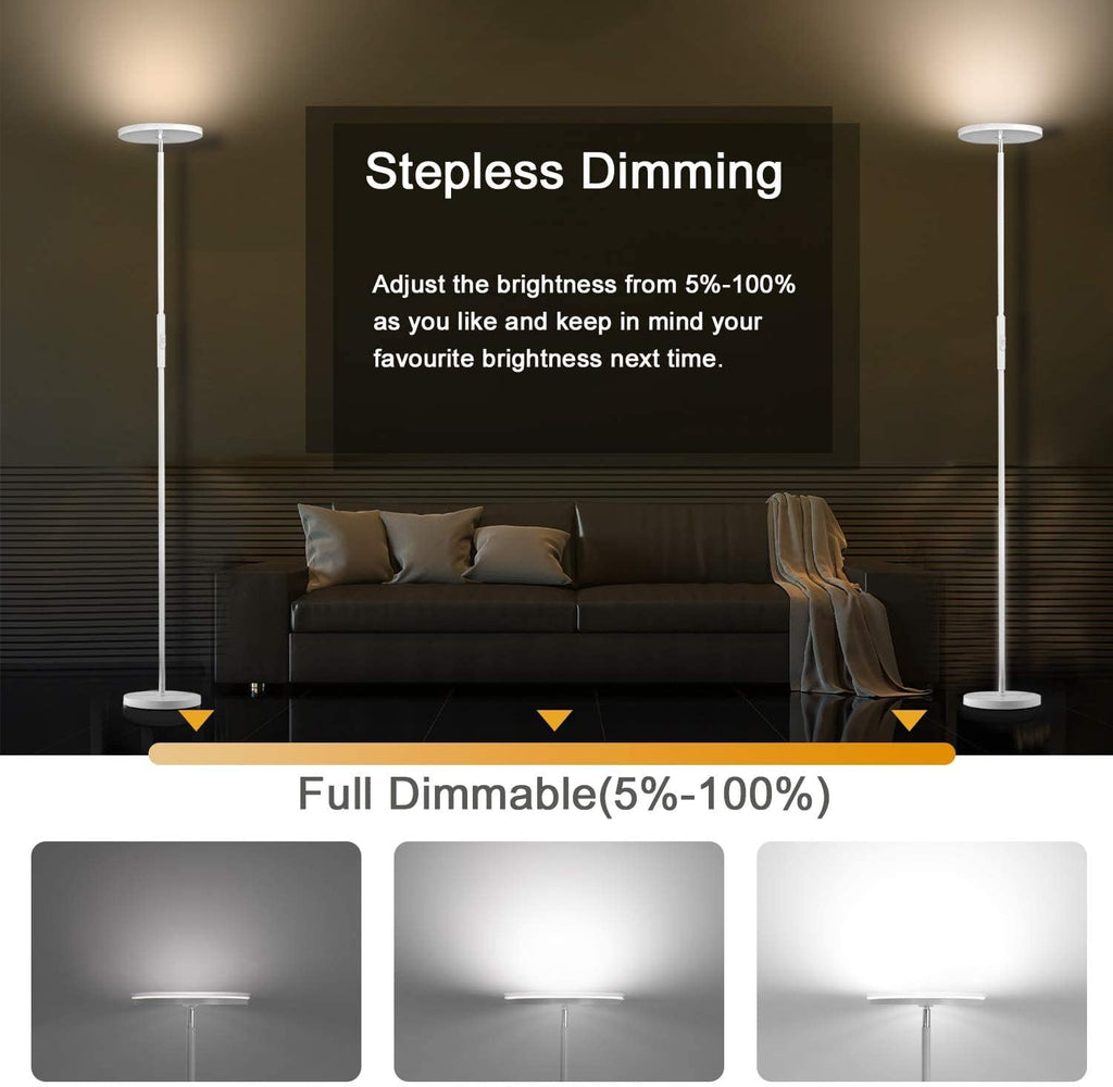 JOOFO Floor Lamp,30W/2400LM Sky LED Modern Torchiere 3 Color Temperatures Super Bright -Tall Standing Pole Light with Remote & Touch…