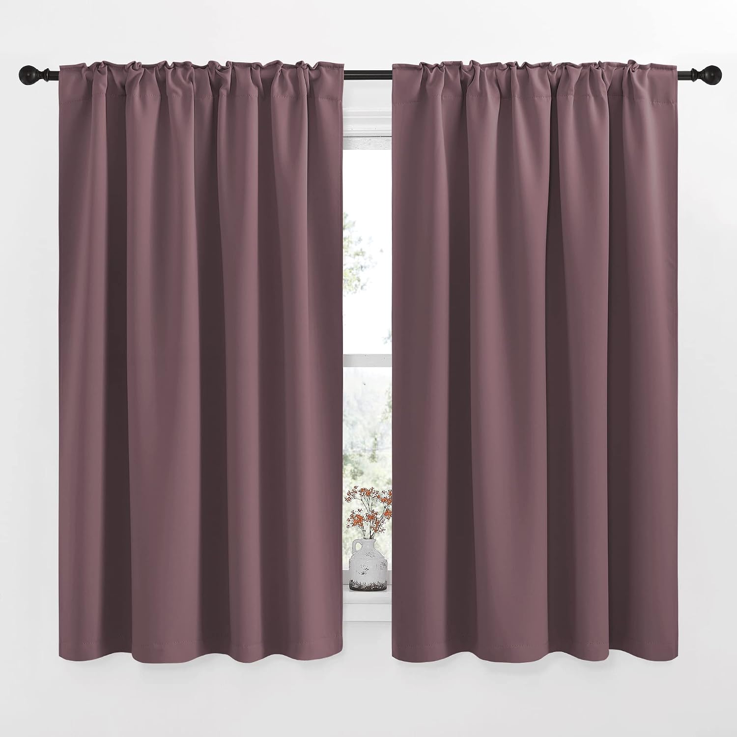 Nicetown Window Treatment Curtains Room Darkening Drapes - (Dry Rose Color) 52 Width X 54 Drop Each Panel, 2 Panels Set, Curtains and Drape…