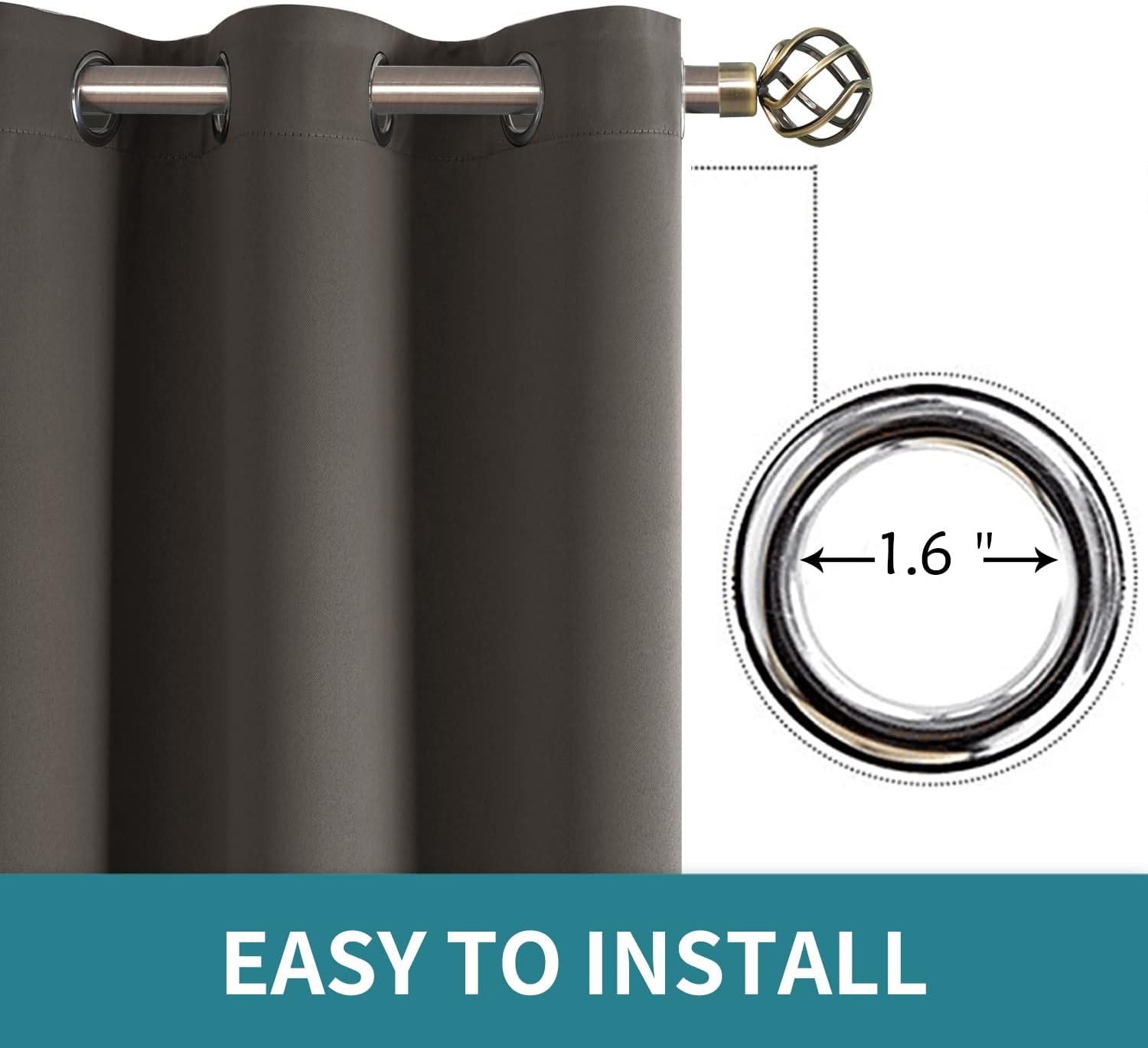 BGment Blackout Curtains for Bedroom - Grommet Thermal Insulated Room Darkening Curtains for Living Room, Set of 2 Panels, Each 46 x 72 Inc…