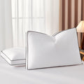 DOWNSTORIA Goose Feather Down Queen Bed Pillows 2 Pack, Luxury Hotel Collection Pillows Set of 2 with Gusset, Down Surrounded Pillow for…