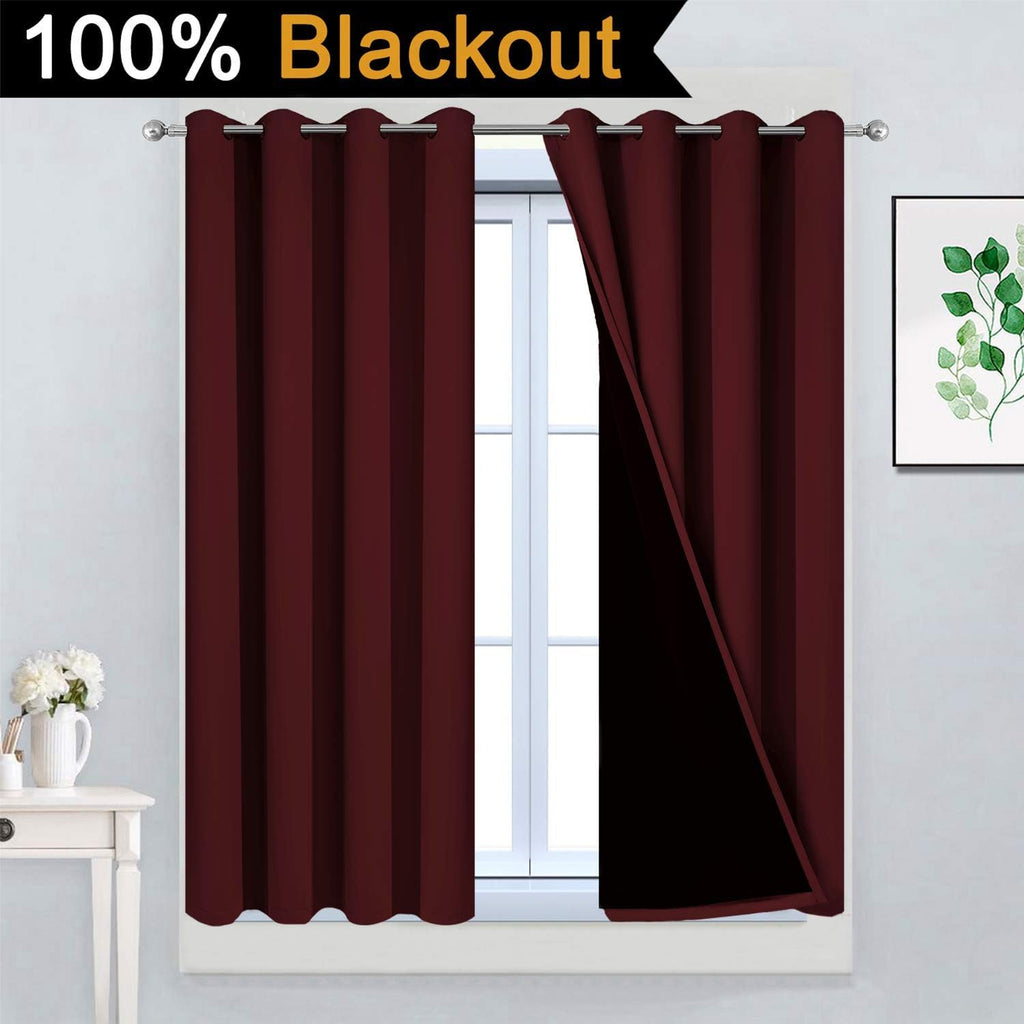 Yakamok 100% Blackout Curtains for Bedroom, Thermal Insulated 2-Layer Lined Blackout Drapes, Full Blackout Curtain Panels for Living Room(B…