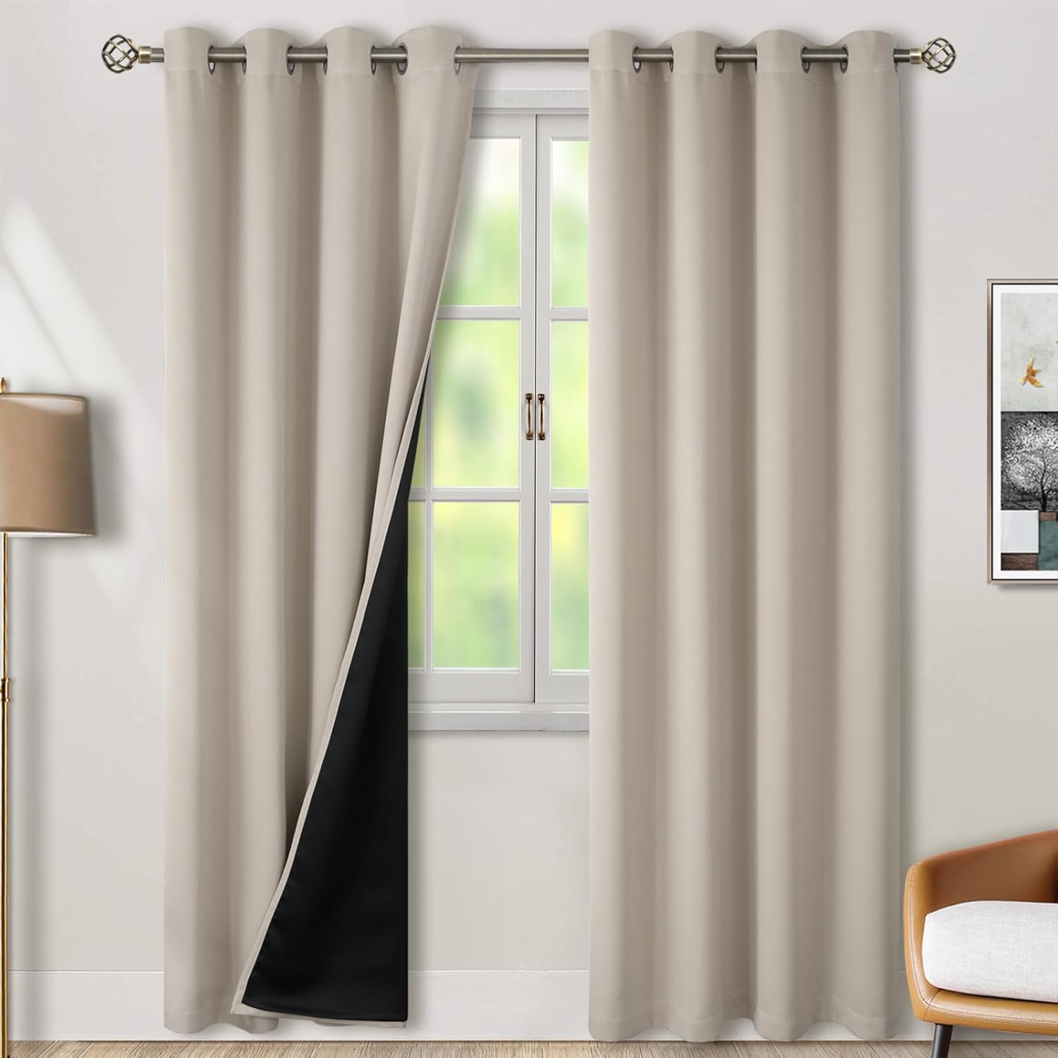 BGment 100% Blackout Curtains for Bedroom Window 84 Inch Length 2 Panels, Thermal Insulated Full Light Blocking Grommet Drapes for Living R…