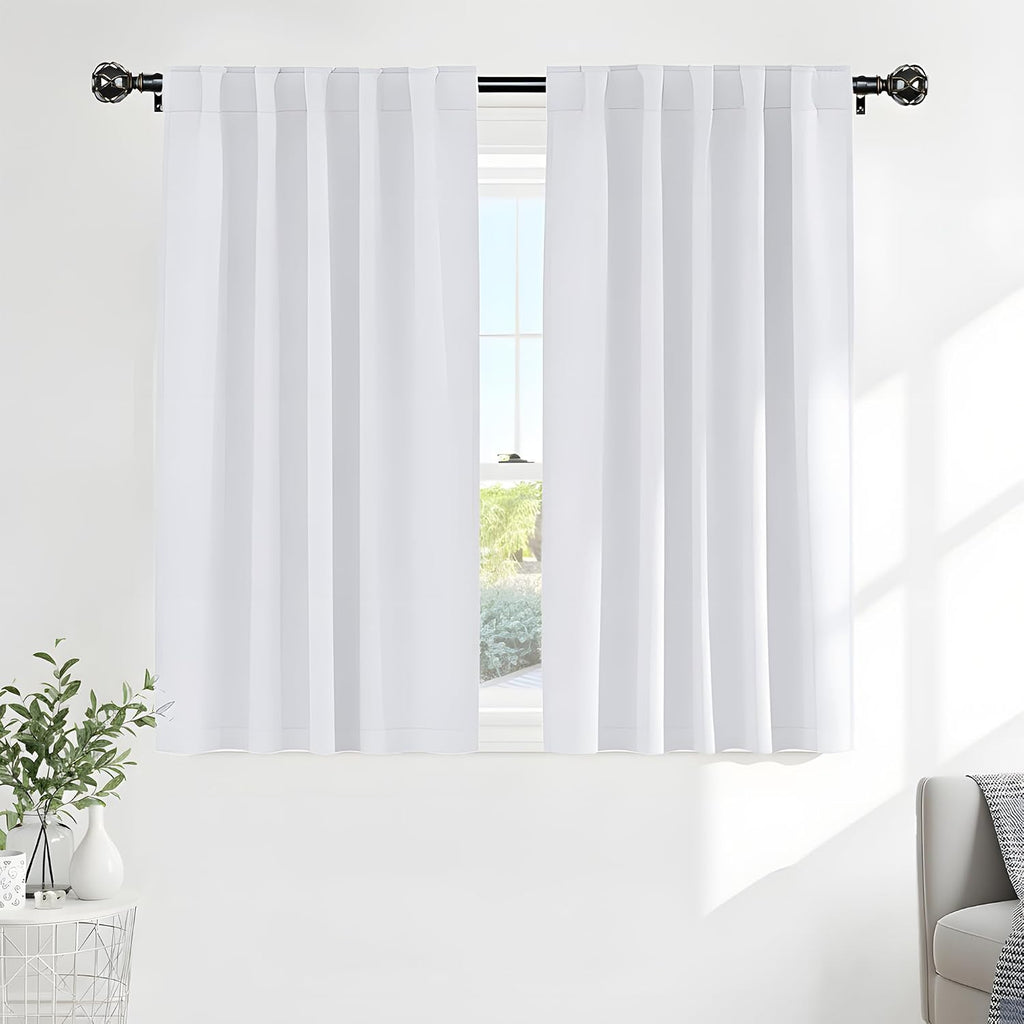Ponydance PONY DANCE White 50% Lighting Blocking Curtains for Kitchen, Short Non-See-Through Thermal Insulated Room Darkening Back Tab Smal…