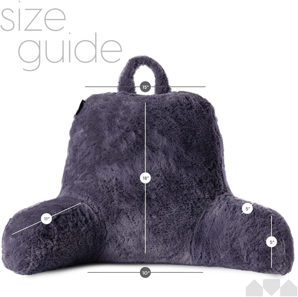 Milliard Reading Pillow, Sit Up Pillow for Bed, Back Rest Pillow, with Faux Fur, Removable Cover, 8x15 inches, Made with Shredded Memory…