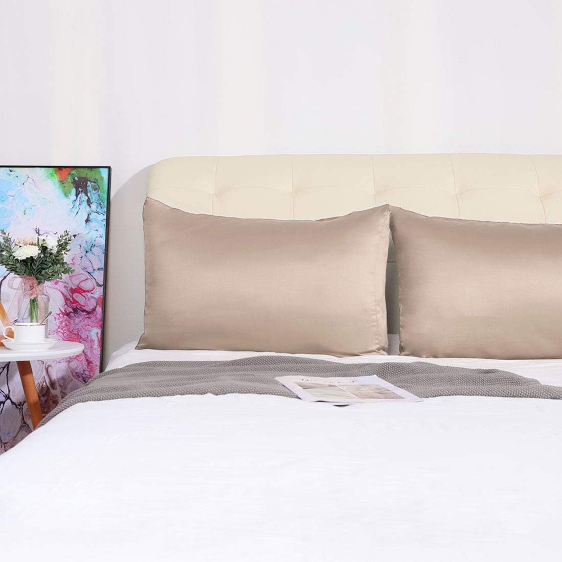 uxcell 2 Pack Silk Satin Pillowcase for Hair and Skin, Cool, Silky, Soft Breathable Pillow Cases Queen Size 20x30 Inch Sateen Pillowcase Ro…