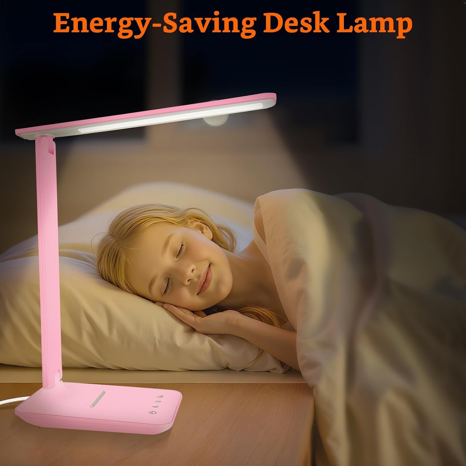 karidi LED Desk Lamp Dimmable Table Lamp with USB Charging Port, 5 Lighting Modes, Sensitive Control, Foldable Portable Desk Light for…