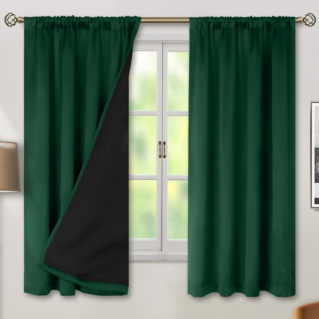 BGment 100% Thermal Insulated Blackout Curtains 63 Inches Long with Liner, Rod Pocket and Back Tab Double Layer Noise Reduce Room…