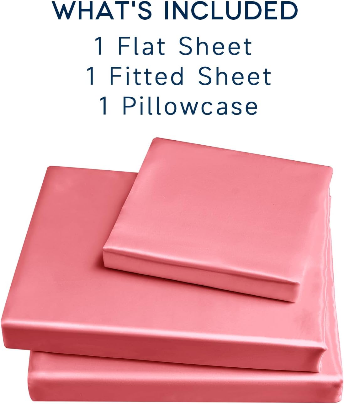 Golal Satin Sheets Twin Size - 3 Pieces Luxury Silky Soft Bed Sheets for Kids, Wrinkle-Free Pink Satin Silk Sheet Set with 1 Deep Pocket Fi…