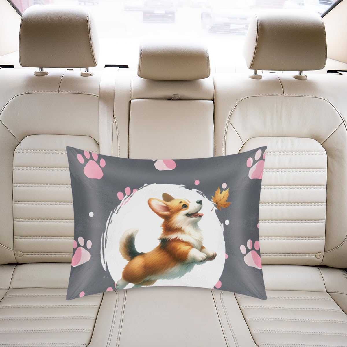 Satin Pillowcase for Hair and Skin Pink Paw Print Dog Soft Silk Pillow Case with Envelope Closure Cooling Pillow Cases Slip Standard Size…