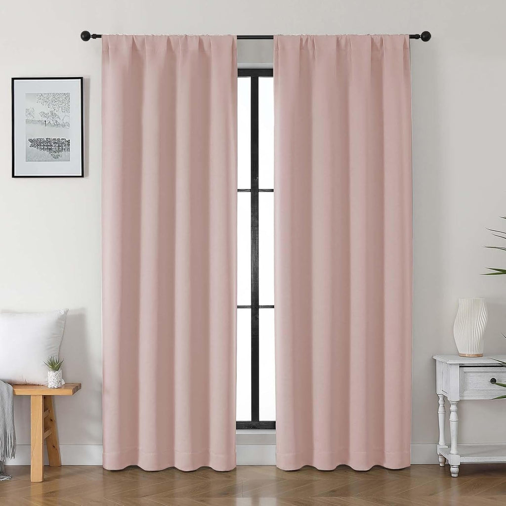 Gwine Valentine's Day Blush Pink Blackout Curtains for Bedroom 84 inches Long 2 Panels Set, Solid Noise Reducing Thermal Insulated…