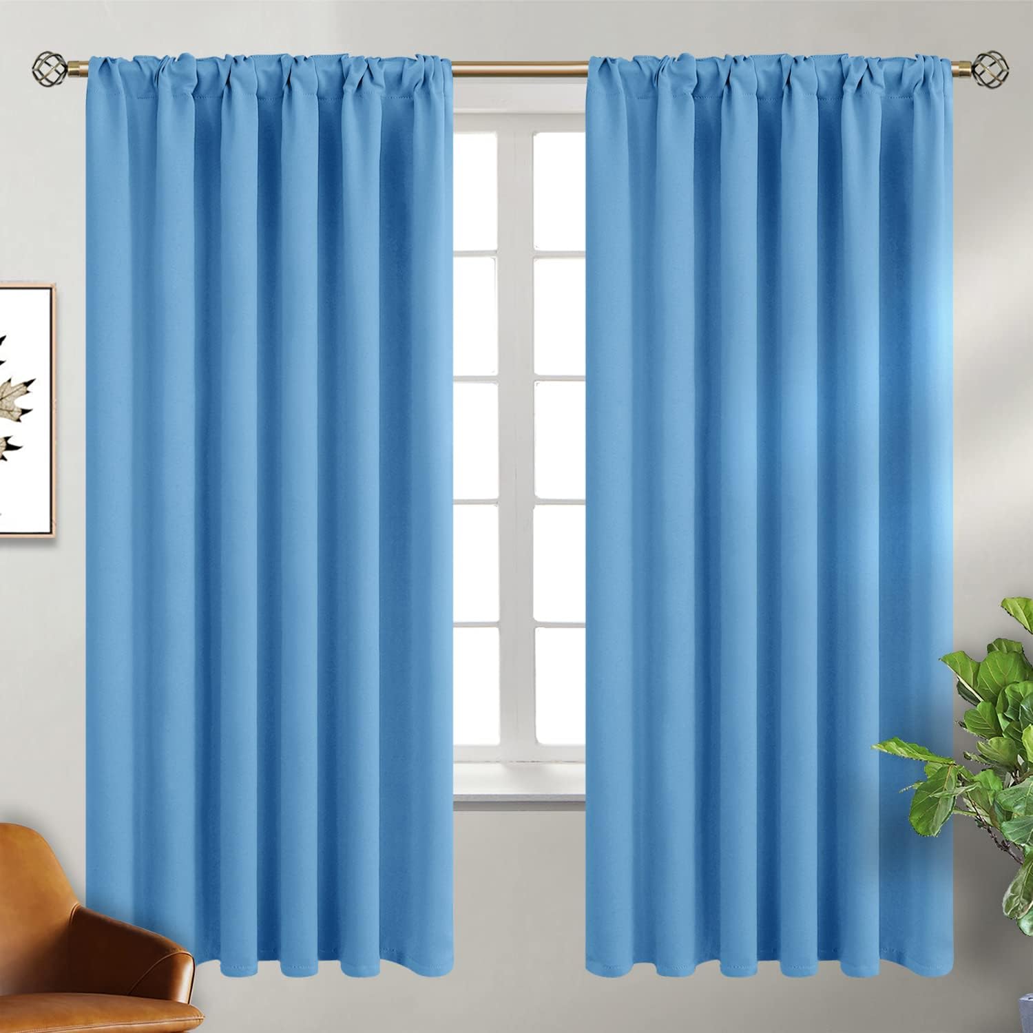 BGment Rod Pocket and Back Tab Curtains for Bedroom - Thermal Insulated Room Darkening Curtains for Living Room, 2 Window Curtain Panels (5…