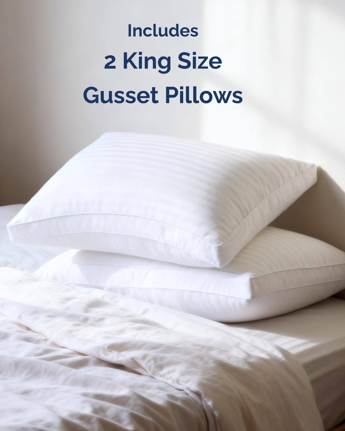 CGKUnlimited Bed Pillows for Sleeping King Size Set of 2 - Super Soft & Fluffy w/ Down Alternative Filling - Hotel Luxury Quality, Gusseted…