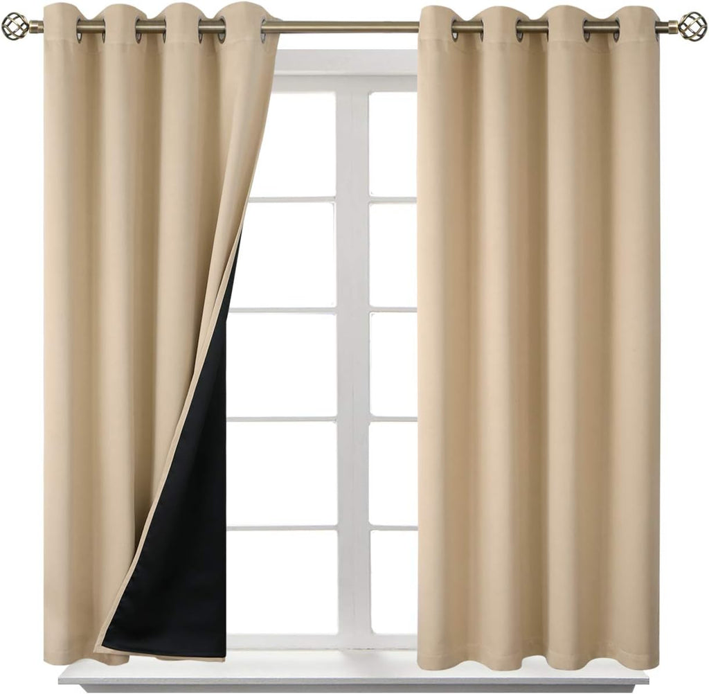BGment Short 100% Blackout Curtains for Bedroom, Thermal Insulated Energy Efficiency Noise Reducing Grommet Curtains 45 Inch Length with Li…